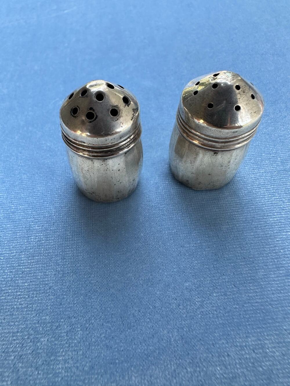 Vintage Miniature Sterling Silver Salt & Pepper Shakers Set Small Individual